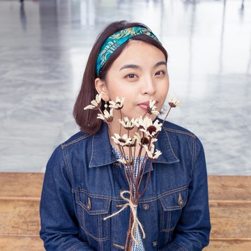 城市森林 / 綠 波浪 / 寬版 鬆緊手工髮帶