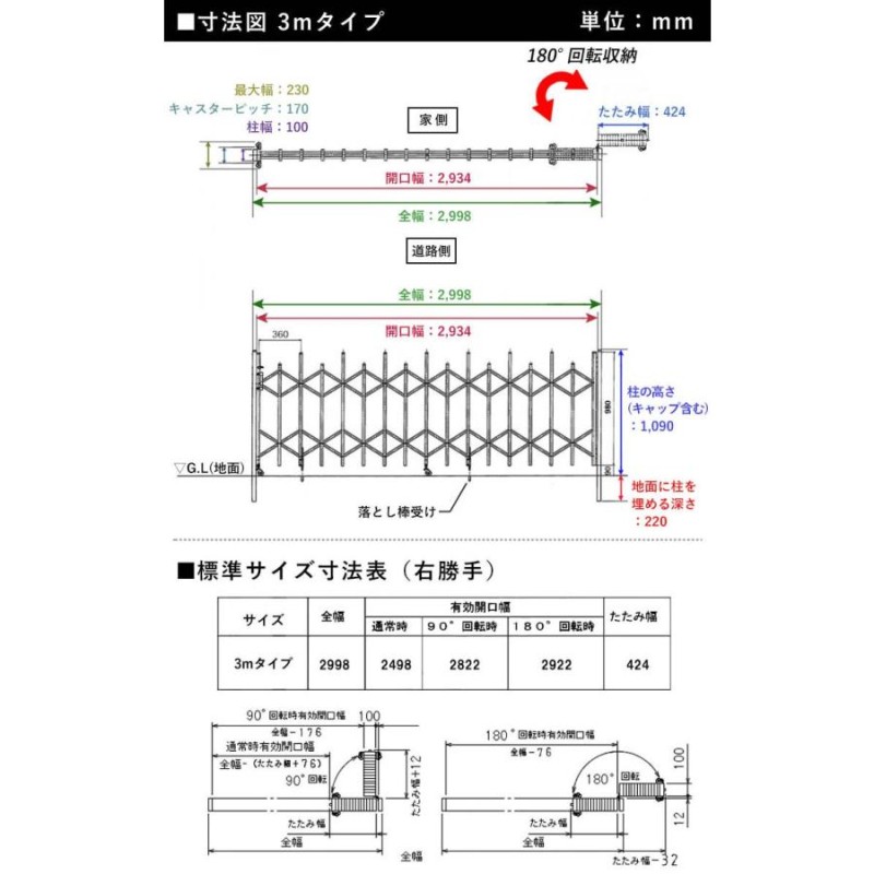 門扉 伸縮門扉 門 アコーディオン門扉 片開き 3.7m ブロンズ W