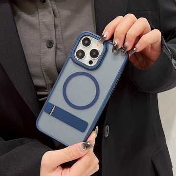 膚感磨砂磁吸殼 適用於 iPhone 17 支架手機殼 蘋果 16 15 14 13 12 pro 大孔磁吸 保護殼