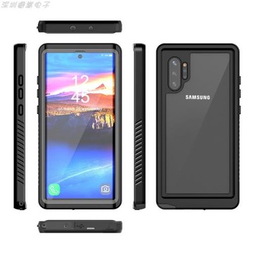 適用三星note10Plus屏幕全包鏡頭防水手機殼透明TPU花紋邊框防滑