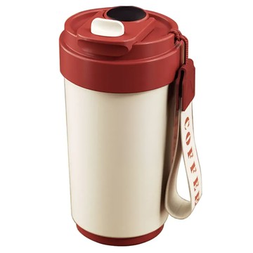 Mass 生活好物 智能顯溫隨行保溫杯/316不鏽鋼手提咖啡杯/隨行咖啡杯/陶瓷馬克杯/環保杯/真空保溫瓶  1個  紅色 + 白色  450ml