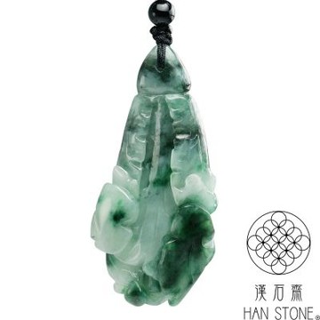 【漢石齋】天然翡翠A貨 白菜百財玉佩吊墜 細糯種飄花(29*62*14mm)