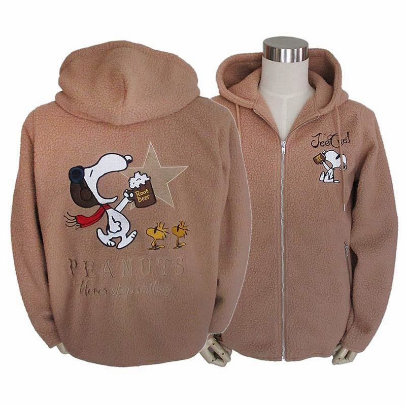 スヌーピー ボア フリース パーカー スウェット SNOOPY フラッグ