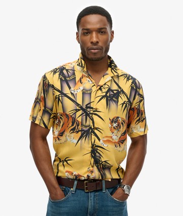 Superdry Men's Hawaiian Resort Shirt Yellow Size: M