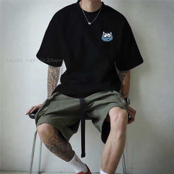 2025夏季流行穿搭男士短袖t恤美式oversize純棉透氣青少年上衣服