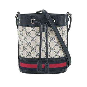 [平輸]GUCCI GG Supreme Ophidia 水桶斜背包(Mini)(黑藍色)
