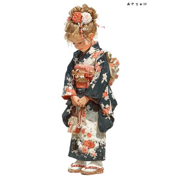 【12月新品4】07-114-0178 人物貼紙 和服復古