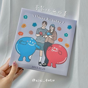 【客製】無框畫/人像繪製/似顏繪/七夕禮物/父親節禮物