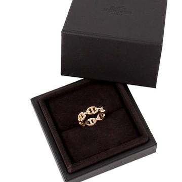 HERMES 愛馬仕 18K玫瑰金 豬鼻戒指 Chaine d Ancre Enchainee ring