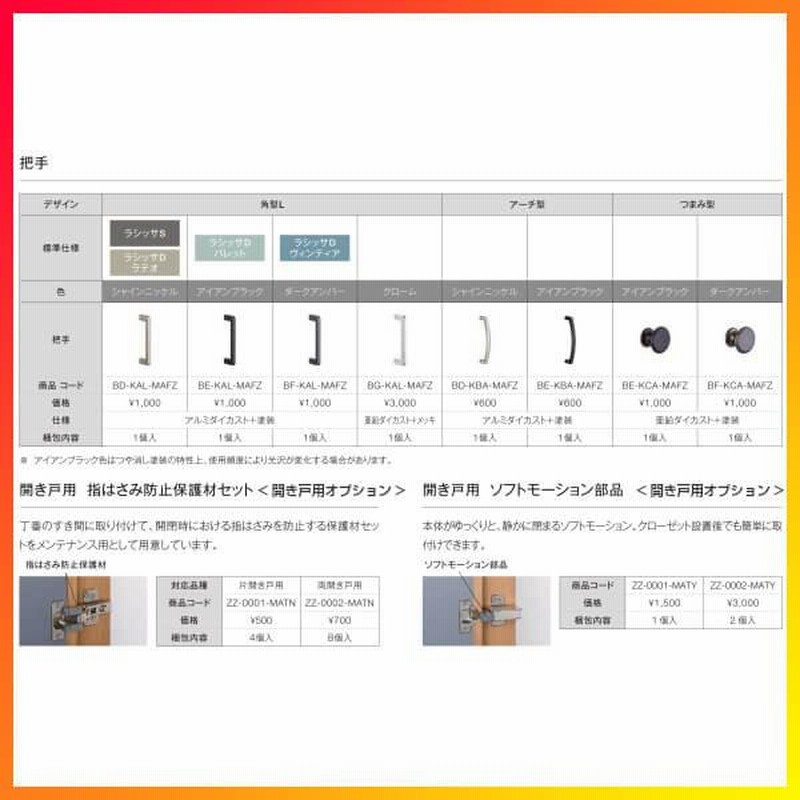 クローゼット扉 ドア 6枚 折れ戸 ラシッサS レールタイプ LAD 把手無