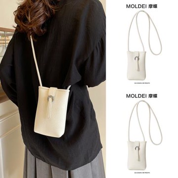 春夏季高級感輕奢小眾手機斜挎小包包女2025新款簡約白色皮單肩包