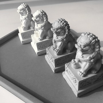 水泥石獅子迷你小號新中式中國風桌面擺件創意魚缸盆景造景小擺設