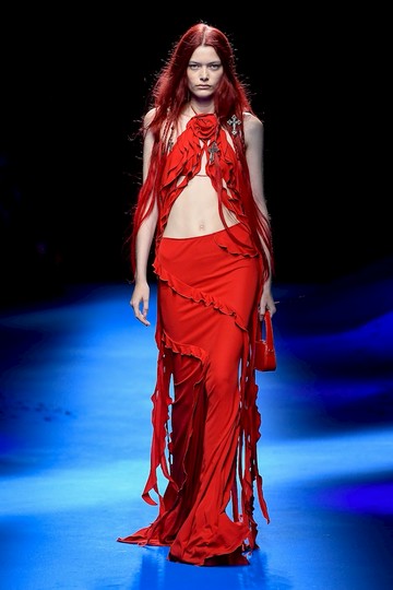 Blumarine Frill-trimmed jersey maxi skirt