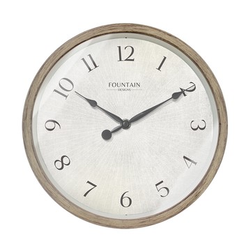 Fountain Designs 簡約布紋掛鐘 12吋 北歐風  淺橡木