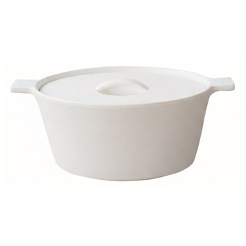 4TH-MARKET 橢圓款燉煮湯鍋 日本製 白色 1.4L  26cm  1個