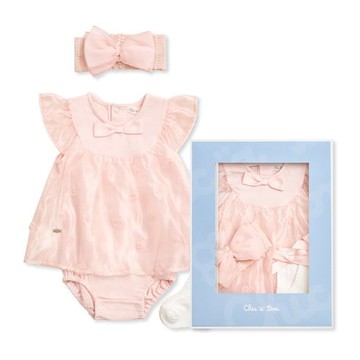 Chic a Bon 粉嫩小花兔裝禮盒/連身衣3件組禮盒 (兔裝+髮帶+襪子)