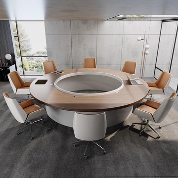 定制胡桃木圓形會議桌簡約現代創意培訓桌簡約談判洽談桌U型桌椅297SFY 快速寄出