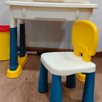 兼容樂高大小顆粒積木桌椅承重100斤超厚實配收納盒兒童寫字桌椅