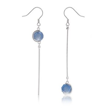 925純銀耳環水晶耳飾-韓版時尚不對稱長款女飾品73qo6【獨家進口】【米蘭精品】