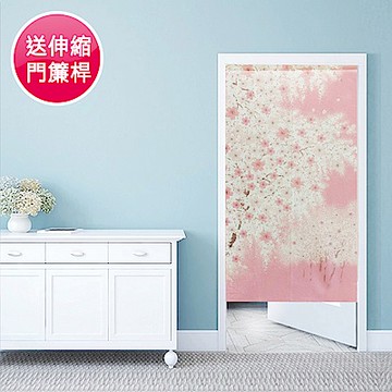 日創優品 日製門簾-浪漫櫻花85x150cm(買就送門簾桿1支)