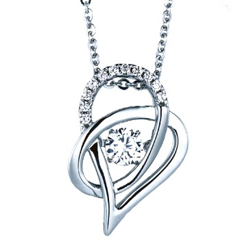 Crossfor 日本進口主鑽 Dancing Stone系列 純銀懸浮閃動項鍊  E款 邂逅愛情 銀色  鍊長40 + 5cm延長鍊