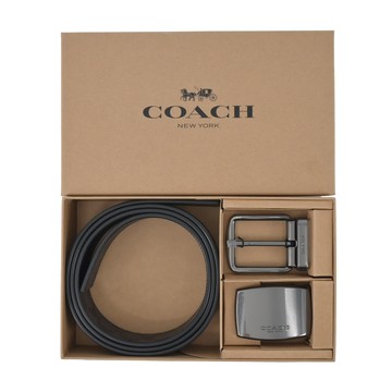 COACH 寬版基本款緹花PVC雙頭禮盒組(黑灰)