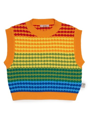 Nº21 Kids - striped crew-neck cotton vest - kids - Cotton - 6 - Multicolour