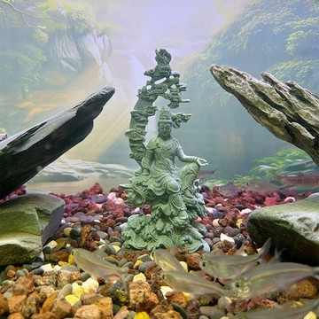 【祥瑞閣】青砂石自觀音祈福擺件 創意玄關家居客廳茶室書房博古架裝飾品擺設 禪意擺件 水月觀音 觀音菩薩 祈福擺件