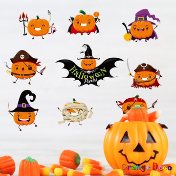 【橘果設計】萬聖節南瓜 萬聖壁貼 無痕背膠 壁貼 牆貼 壁紙 DIY佈置 窗貼 佈置 櫥窗貼 可超取 台灣現貨