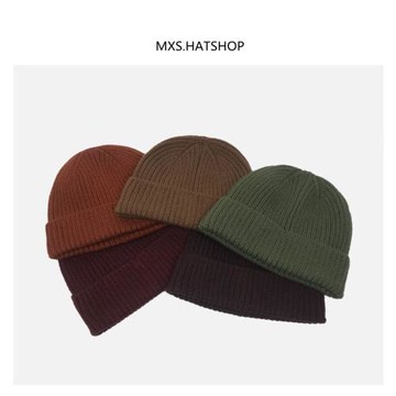 韓國毛線帽女冬季保暖針織帽原宿復古街頭雅痞帽純色chic冷帽男潮