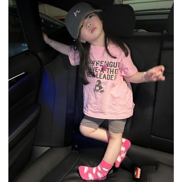 Mimo⭐女童粉色可愛卡通印花短袖T恤夏季女寶寶韓版休閒上衣服
