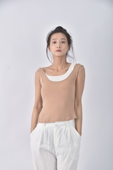 (S) 【安于晴Charlene私服】yuyu質感假兩件棕色上衣