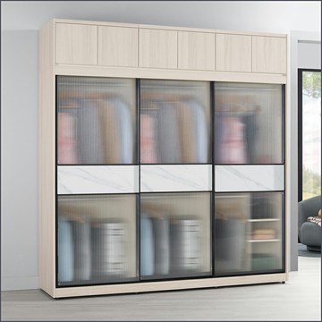 7.5尺被櫥式鋁框滑門(衣櫥+被櫃)二件式 收納衣櫃 玻璃門衣櫥【149A03722】Leader傢居館149-A214+A214+A212