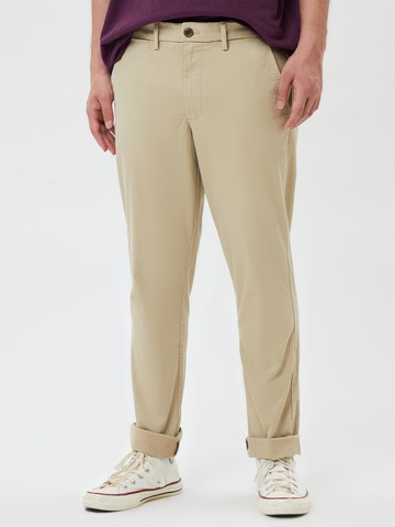 男裝 棉質微彈修身款棉褲-卡其色