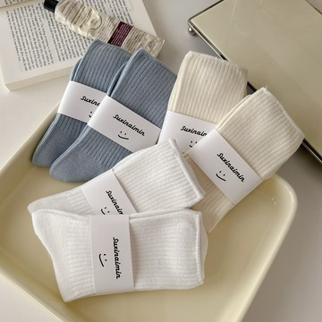 ins 襪子 中筒襪直 條女襪  穿搭純色襪 日系襪 極簡純色中筒襪 學生襪 白襪 素色百搭中筒襪 直條女襪 襪子 穿搭