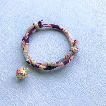 貓狗項圈 安全項圈 日本犬貓和布項圈(可調式)-萬花紫+櫻圓鈴