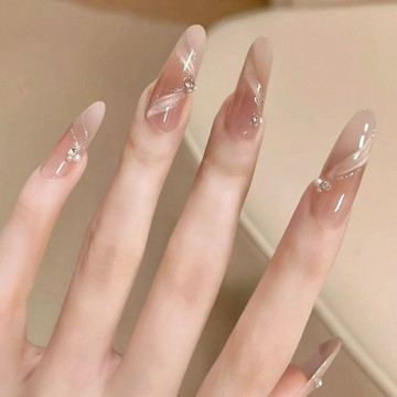 💗台灣出貨💗純手工春夏純欲風芊芊玉脂裸大美女飄帶超嫩氛圍感顯白美甲穿戴甲