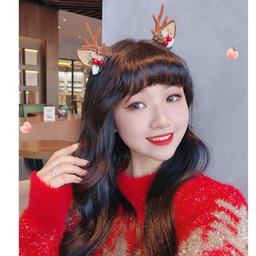 圣誕鹿角發夾頭飾麋鹿耳朵發卡小鹿發飾兒童女可愛年新款網紅