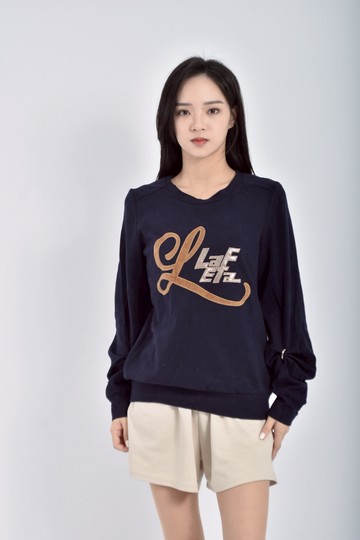 (S) la feta質感深藍色長袖上衣