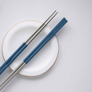 健康於筷 台灣製 不鏽鋼筷一雙入  靛青藍 (長款24.2cm)