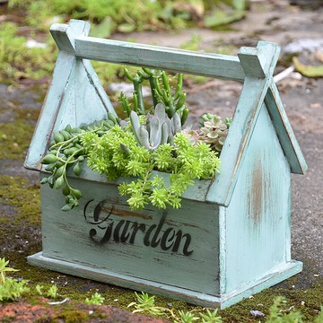 多肉花盆花籃 美式復古做舊木質花盆鮮花干花插花花器綠植小籃子