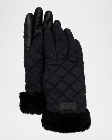 Quilted Performance Gloves With Faux Fur Cuffs