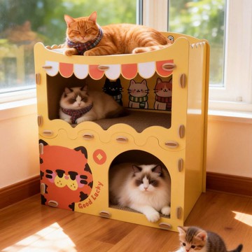 🐱多層貓抓板 耐磨耐用不掉屑 半封閉貓窩別墅一體 四季通用超大號 磨爪神器