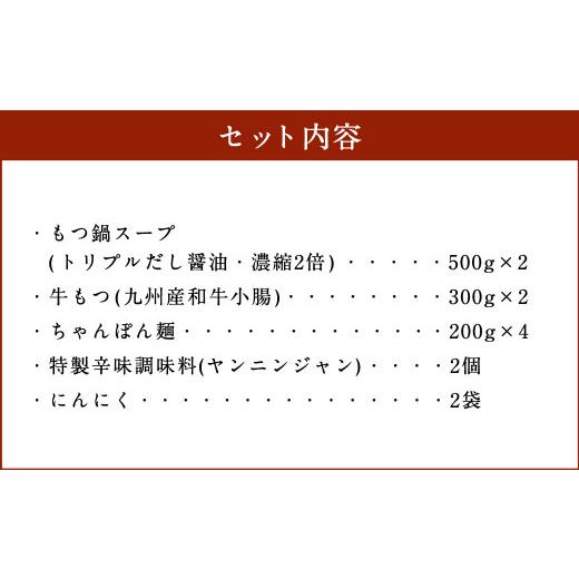 ふるさと納税 福岡県 大刀洗町 大昌園 「特選」 もつ鍋 セット トリプルだし醤油 4〜5人前 特製辛味調味料付き 九州産