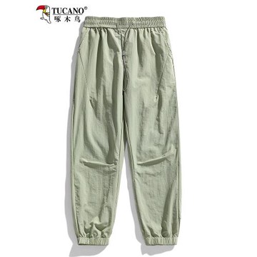 啄木鳥冰絲速干褲子男士夏季潮牌九分褲超薄款防曬褲運動休閑褲子