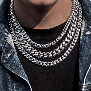 潮流古巴鏈男個性嘻哈hiphop鈦鋼素鏈網紅百搭配飾品街頭搖滾歐美