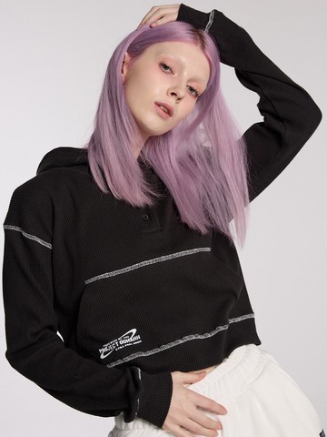 LINE STITCH HOODIE (BLACK)