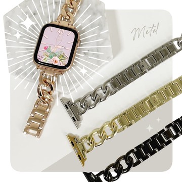 金屬質感牛仔鍊錶帶 適用iWatch Series 1~S10代 替換表帶 Unicorn