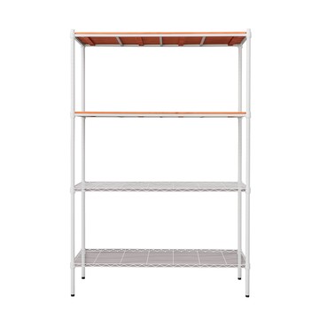 【dayneeds】松木 120x45x180cm 烤漆四層架 白框+柚木色板