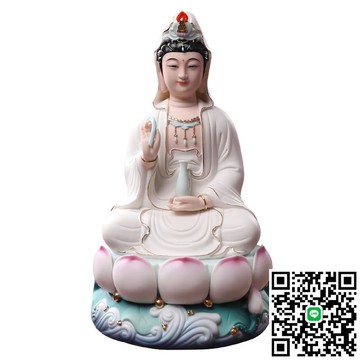 久畔陶瓷觀音菩薩佛像居家用供奉佛擺件保微笑南海觀世音神像平安